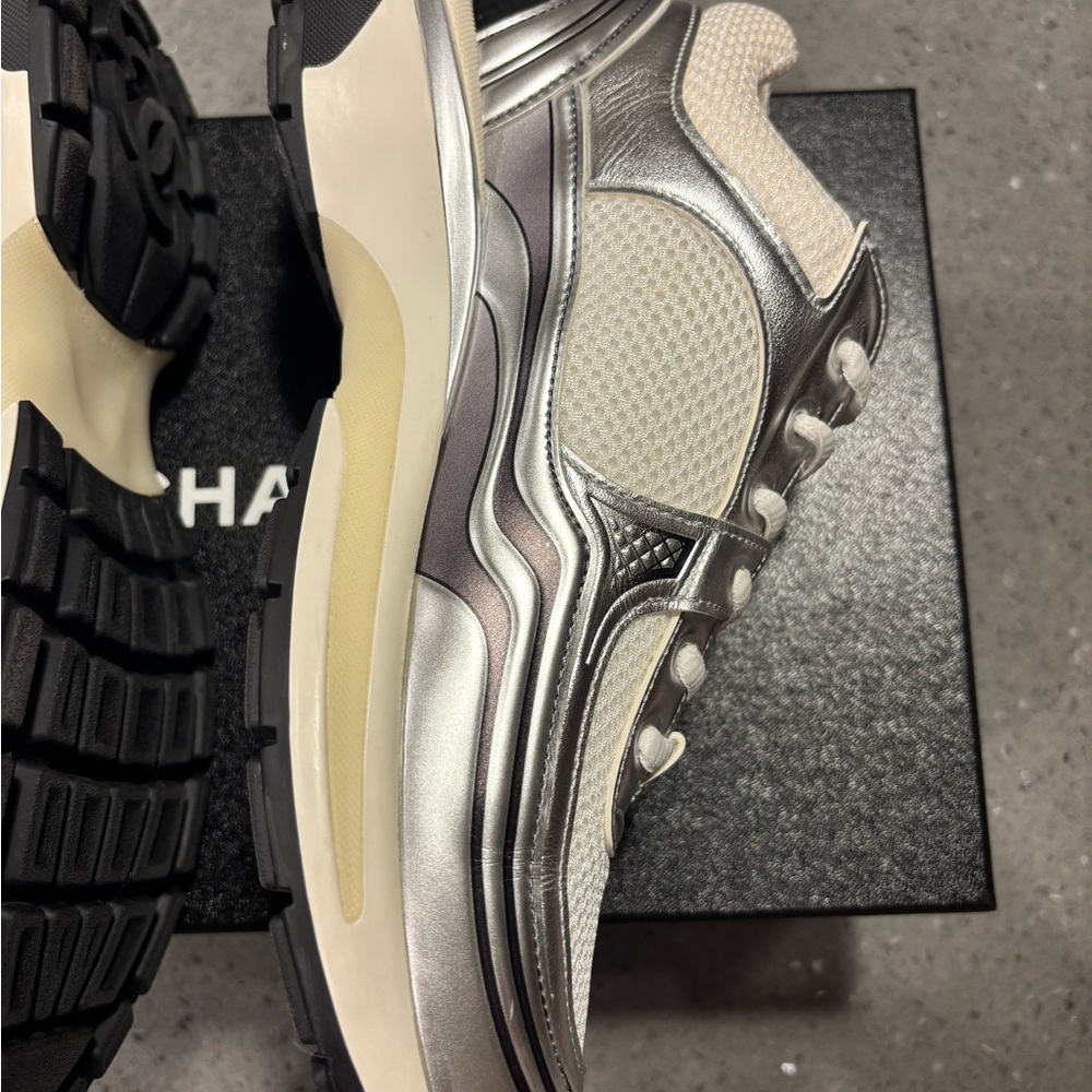 CHANEL Silver Mesh Sneakers - Picture 12 of 14